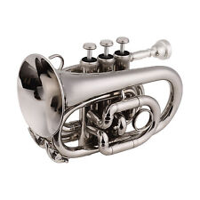   Pocket Trumpet Bb Flat Brass Material Wind Instrument with W0Y5
