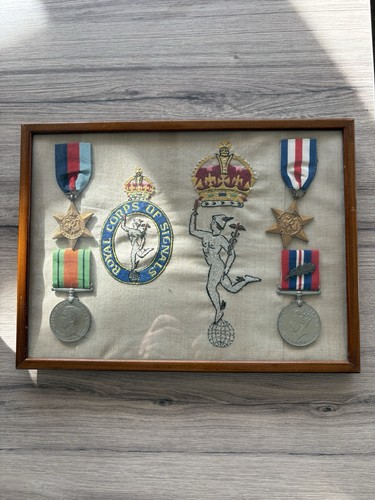 Framed ww2 medal group - framed,