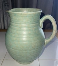 Vintage Arthur Wood Earthenware Jug Pitcher England Green 8.5" (20.5cm)