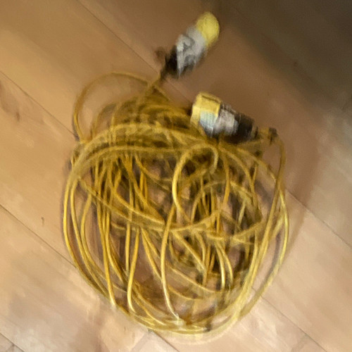 Yellow coiled extension lead - extension,