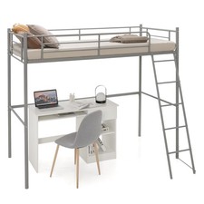 95CM Single Steel Loft Bed Space-Saving Bed Frame High Sleeper Bunk Bed Sliver
