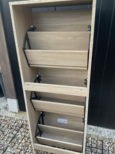 BISSA Shoe cabinet with 3 compartments, oak effect, 49x28x135 cm Hardly Used