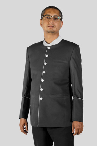 Chic black clergy jacket white - chic,