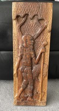 Wooden 3D Carved Old Man & Staff Relief Plaque Hand by L K BYA Wall hanging