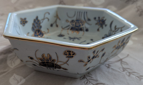 Japanese kutani ware hexagonal - kutani,