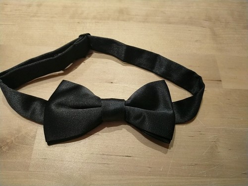 Black bow tie adjustable - black,