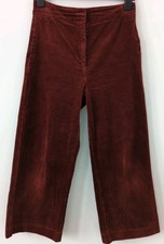 Ladies Rust Red Corduroy Trousers Wide Leg Straight Size 10 W30" L25 " 