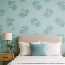 Wilman Designer Luxury Patterned Floral Wallpaper - Teal Lotus Design, 53cm x 10