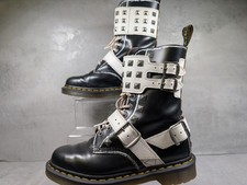 Dr Martens 1490 Joska Stud Black White 8 Hole Buckle Boots Unisex UK 5 