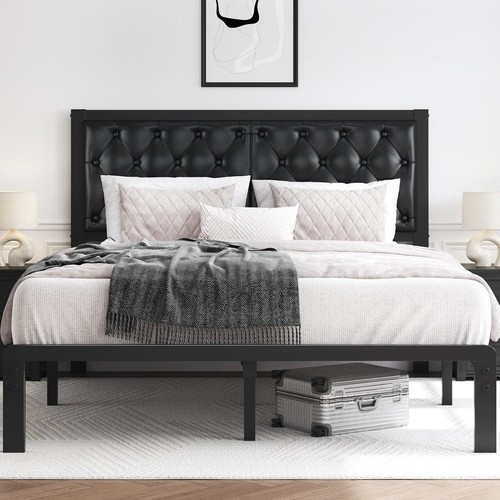 Queen platform bed frame - bed,