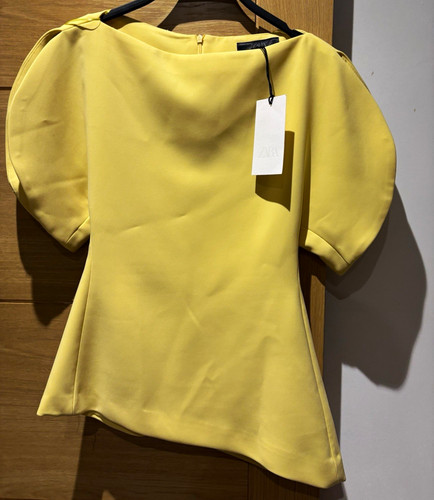 Zara yellow solid - yellow, neck