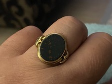 Yellow Gold Signet Ring With Blood Stone