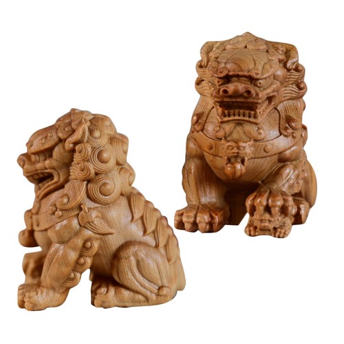 Khaki wooden lion ornament - lion,