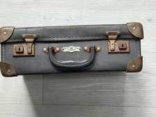 Antique Leather Suitcase Grey Leather Vintage Luggage