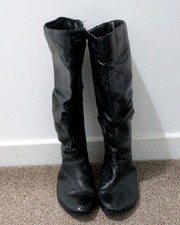 Ladies Black Leather Upper Boots Size 7 EEE Extra Wide Fit