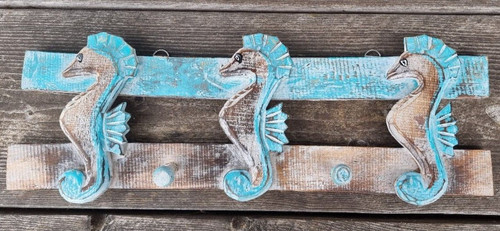 Seahorse wooden wall peg - wooden,
