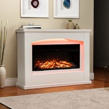34" Electric Fireplace Suite Fire and Surround Suit Stove Heater Set with Flame