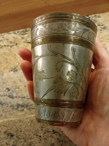 Brass lassi cup antique hand - lassi,