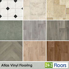 Vinyl Flooring 4mm Atlas £12.99/m² Wood Stone Cushion Kitchen Bathroom Lino