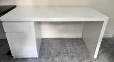 White Ikea MALM Desk with