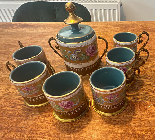 Floral ceramic tea - ceramic, glossy