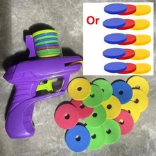 Kids Outdoor Game Foam Disc Gun Toy Flying Disc Shooting Launcher Gun Double Par