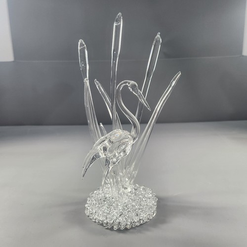 Heron cattails art glass - cattails,