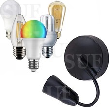 Black 6" inch Ceiling light pendant drop hanging T2  Lamp light bulb holder E27