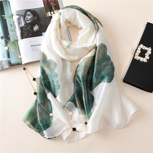 100 silk scarf white cream - silk, white/cream