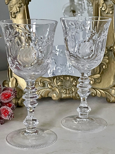 Pair beautiful cut crystal - of,