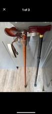 2 Walking Sticks, One With Fancy Carved Head, various height Good tip grip