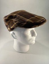 Mizen Head peak cap Irish Tweed brown grey green checked wool M adjustable VGC