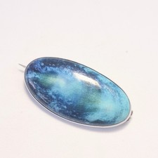 Ruskin pottery silver rimmed brooch, 1920s vintage, antique