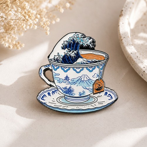 Great wave tea cup enamel - wave,