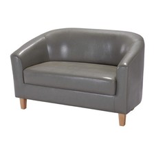 GREY FAUX LEATHER SOFA