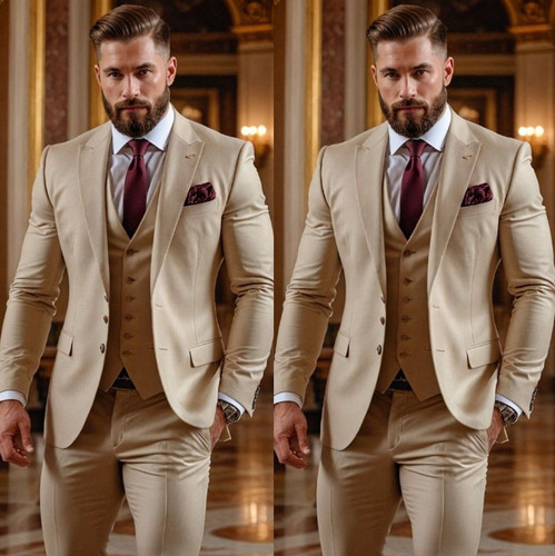 Men champagne suits peak - men's,