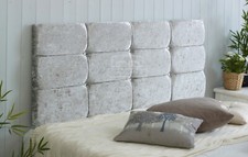 CRUSH VELVET CUBE  HEADBOARD IN   20" HIGH -| SINGLE | DOUBLE | KINGSIZE | 