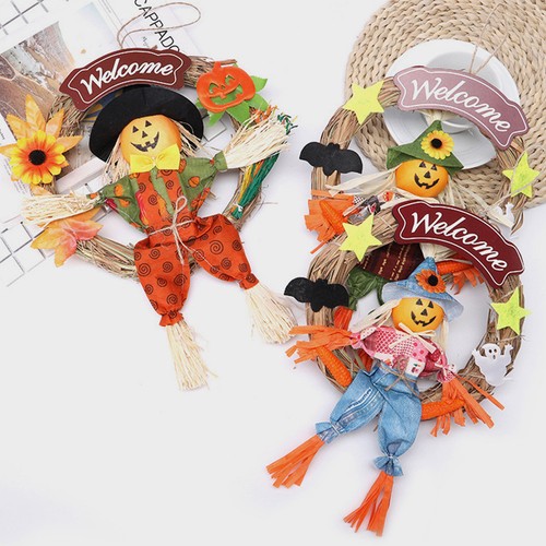 Halloween scarecrow wreath - halloween,