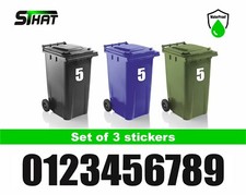 x3 White Wheelie Bin Stickers