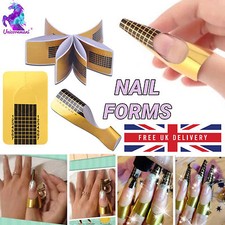 Nail Art Form Stickers Self adhesive Extension UV Builder Tips Gel Forms Gold UK