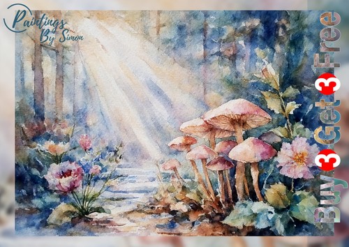 Woodland mushrooms with