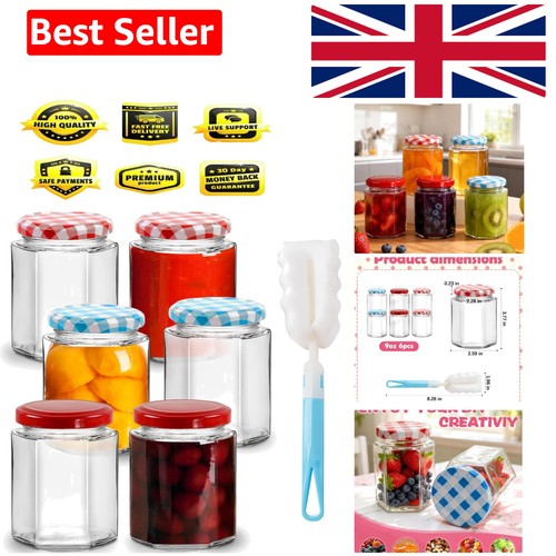 Glass jam jars with - lids,