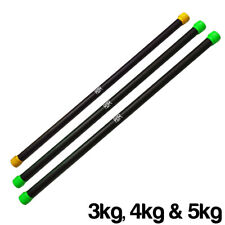 FXR Sports Set of 3 Weighted Aerobic Fitness Balance Core Bars 3kg, 4kg & 5kg