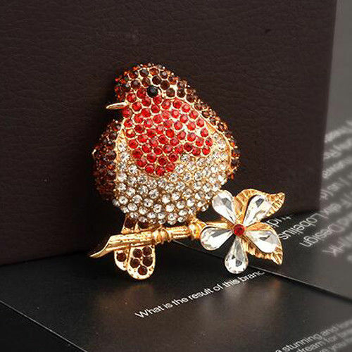 Robin brooch gold metal - robin,