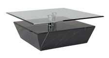 DFS Sparta Black Faux Marble & Glass Square Coffee Table RRP £429