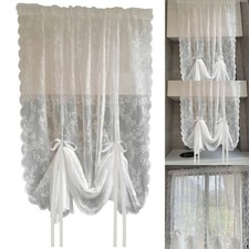 Elegant White Lace Curtains Florals Embroidery Voile for Living Room Bedroom
