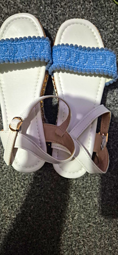 White blue strappy - white/blue, wedge