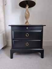 Upcycled Stag Minstrel Bedside Tables Mid Century Black Gold by Danny Kay Design