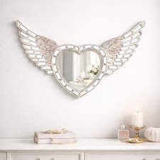 Heart Wings Wall Mirror Silver