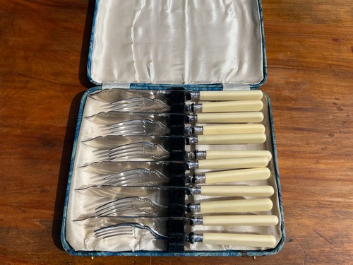 Vintage fish cutlery cased - cutlery,